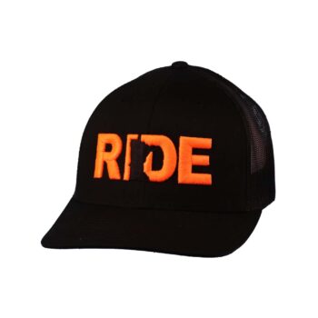 Ride Minnesota Classic Trucker Snapback Hat Black_Orange_Side
