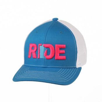 Ride Minnesota Classic Trucker Snapback Hat Turquoise_Pink_Side