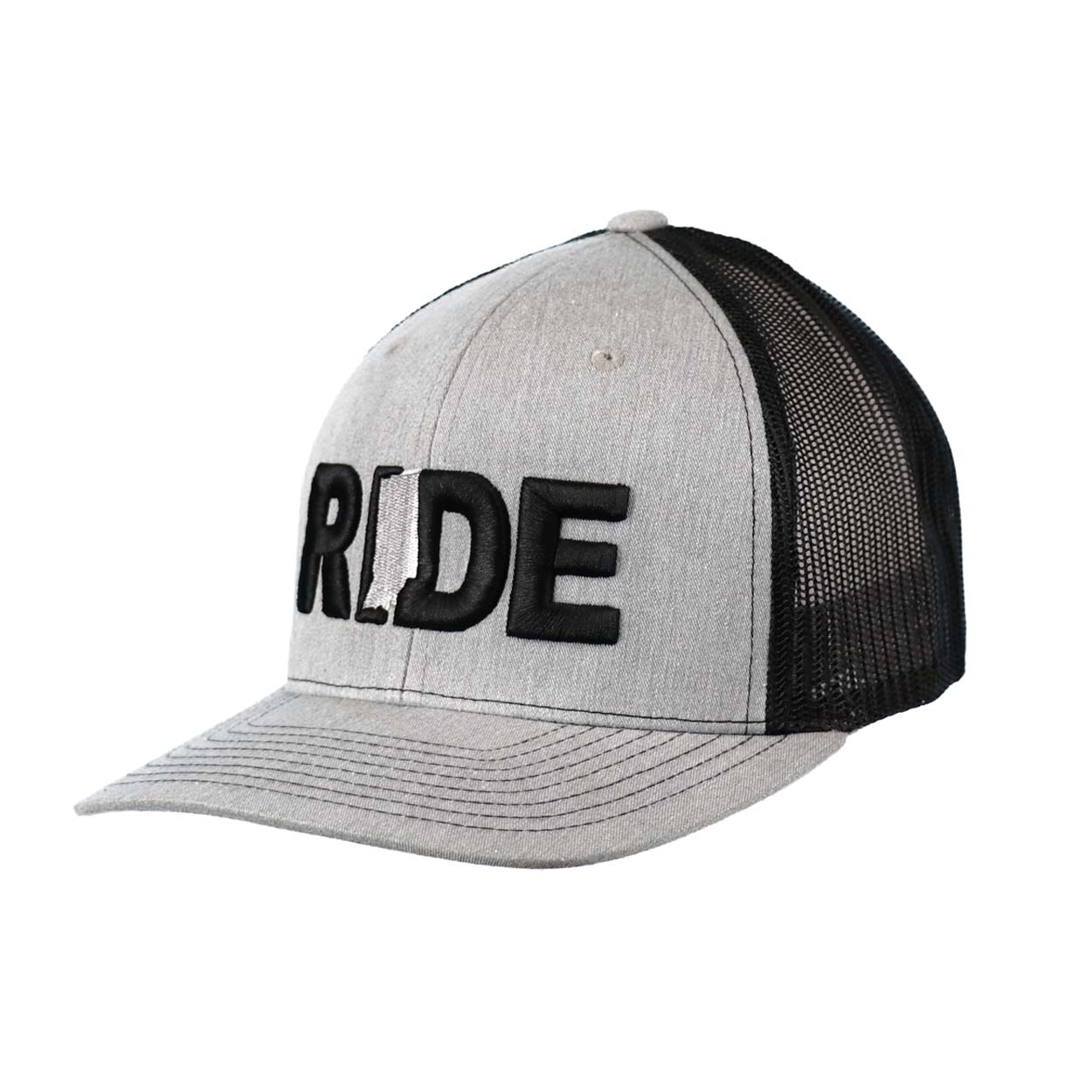 Ride Indiana Classic Embroidered Snapback Trucker Hat Heather Gray/Black