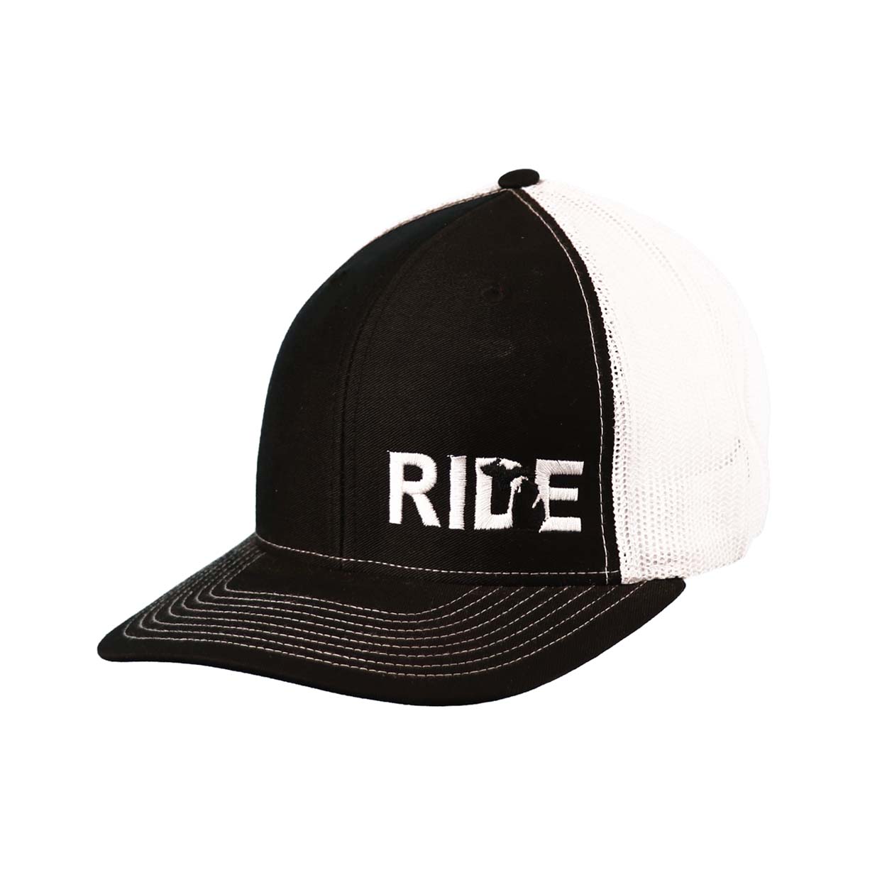 Ride Michigan Night Out Pro Embroidered Snapback Trucker Hat Black/White