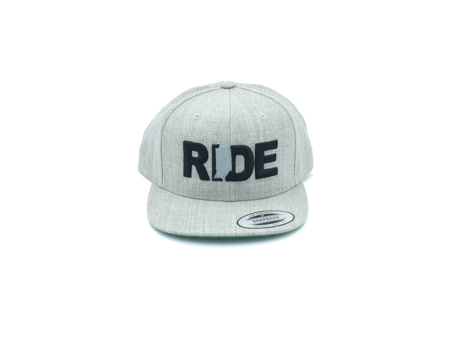 Ride Indiana Classic Embroidered  Snapback Flat Brim Hat Heather Gray
