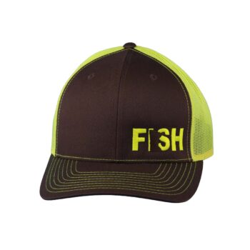 Fish Minnesota Night Out Trucker Snapback Hat Charcoal_Neon Yellow