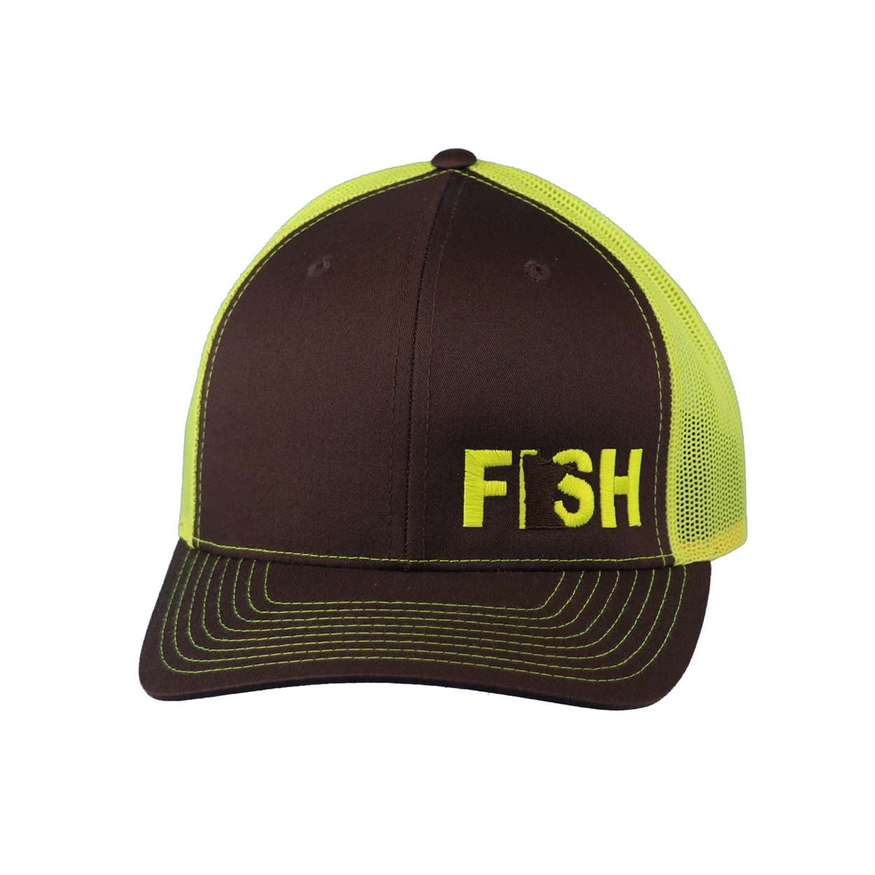 Fish Minnesota Night Out Embroidered Snapback Trucker Hat Gray/Neon