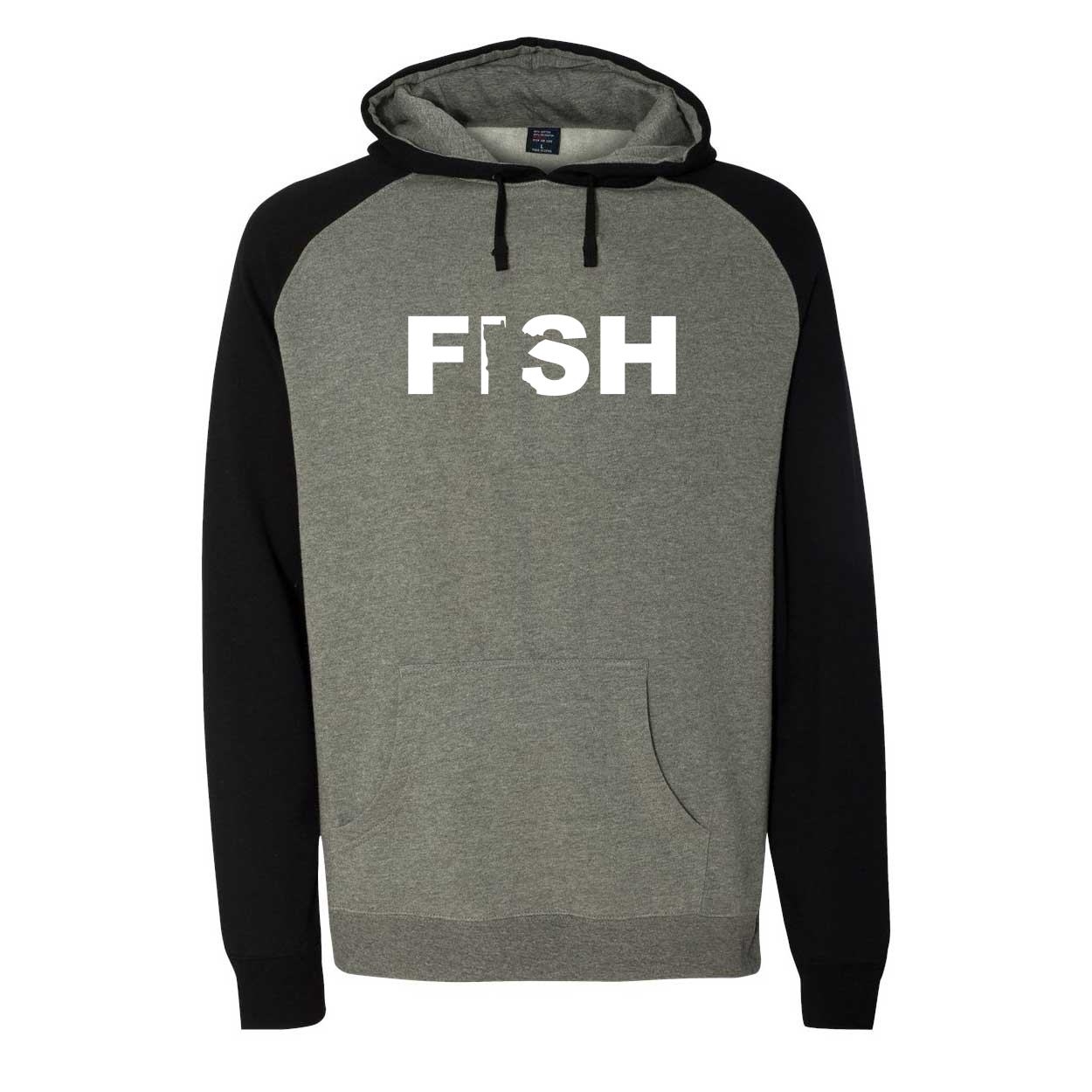 Fish Minnesota Classic Raglan Hooded Pullover Sweatshirt Gunmetal/Heather Black