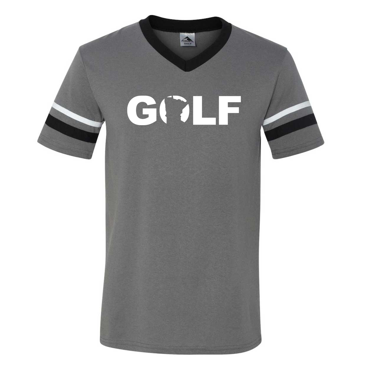 Golf Minnesota Classic Premium Striped Jersey T-Shirt Graphite/Black/White (White Logo)