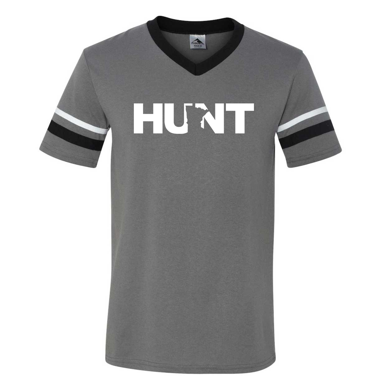 Hunt Minnesota Classic Premium Striped Jersey T-Shirt Graphite/Black/White (White Logo)
