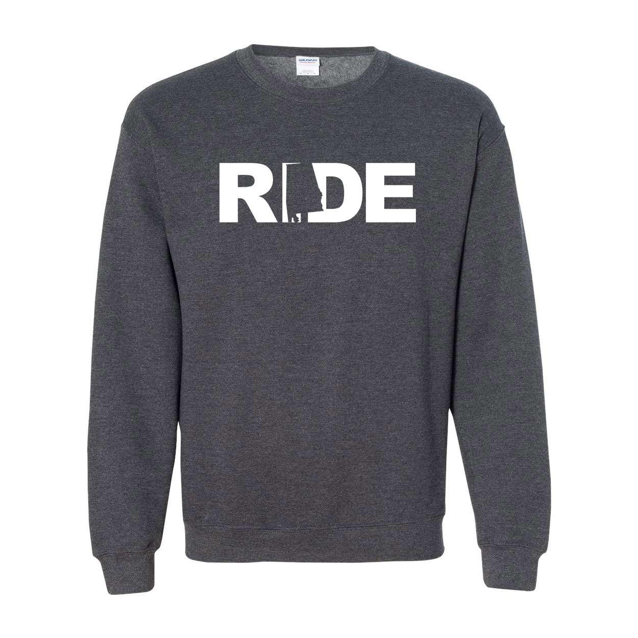 Ride Alabama Classic Crewneck Sweatshirt Dark Heather Gray (White Logo)