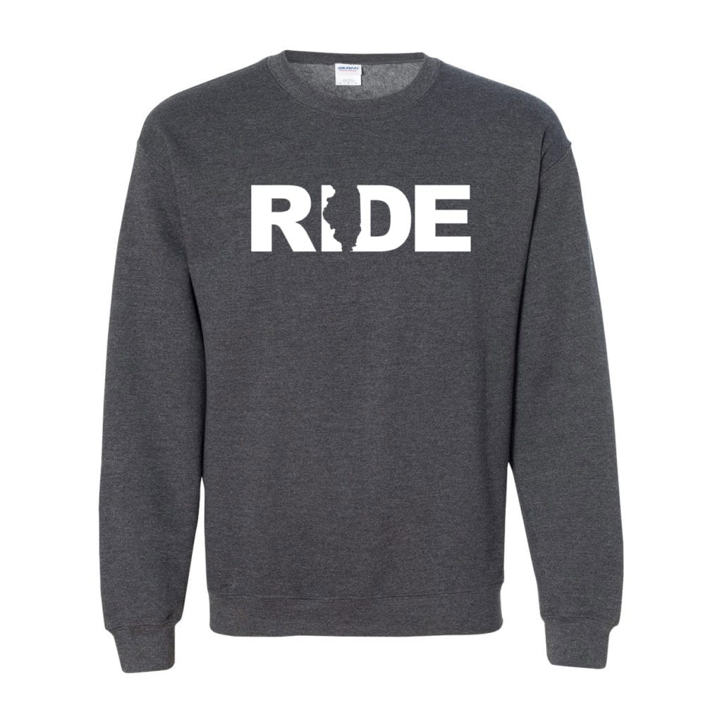 Ride Illinois Classic Crewneck Sweatshirt Dark Heather Gray (White Logo)