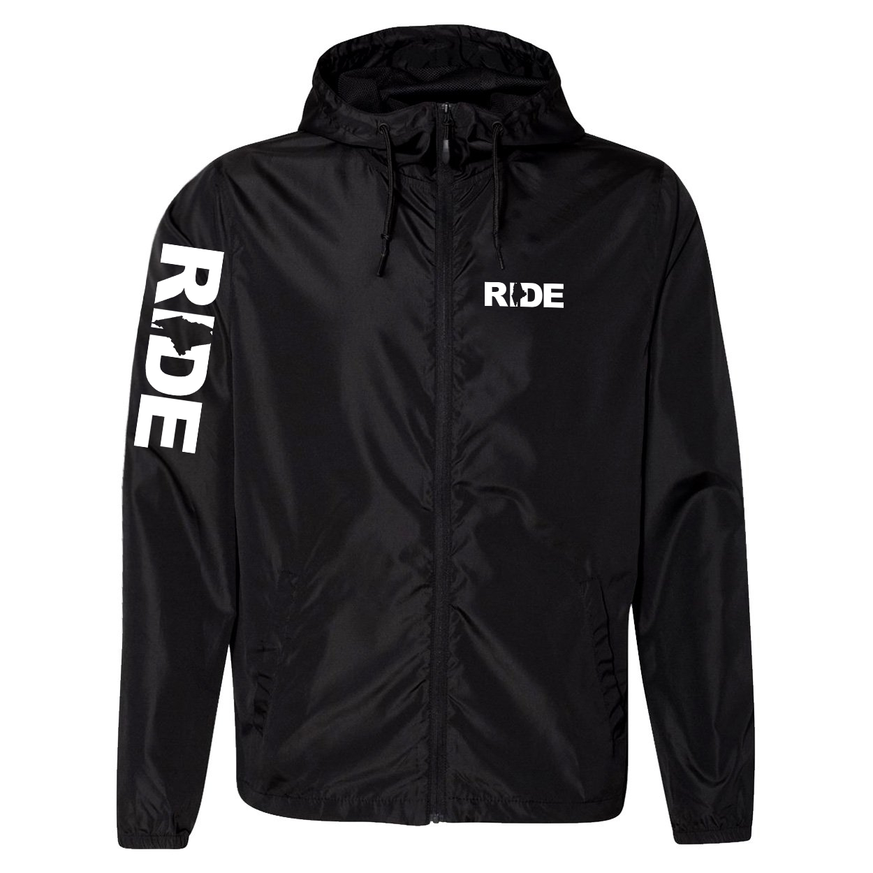 Ride Maine Classic Lightweight Windbreaker Black (White Logo)