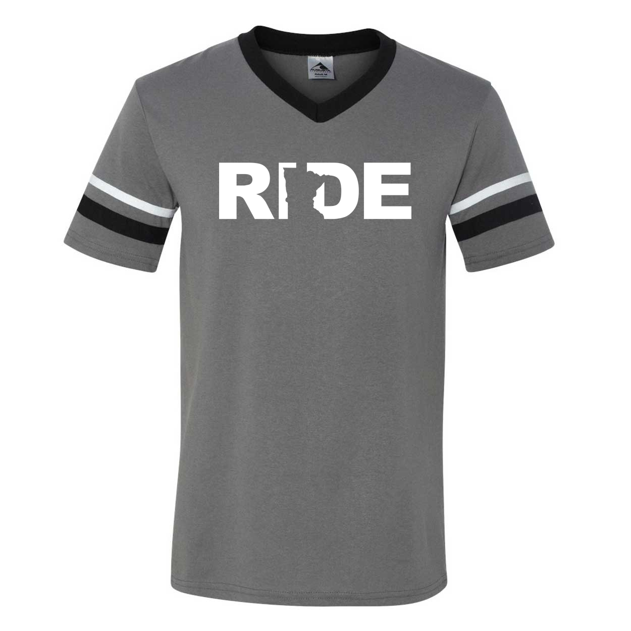 Ride Minnesota Classic Premium Striped Jersey T-Shirt Graphite/Black/White (White Logo)