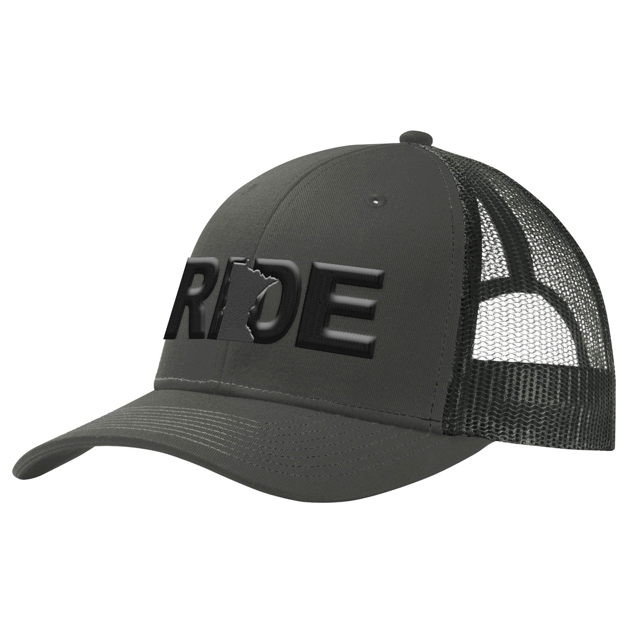 Ride Minnesota Classic Pro 3D Puff Embroidered Snapback Trucker Hat Gray/Black
