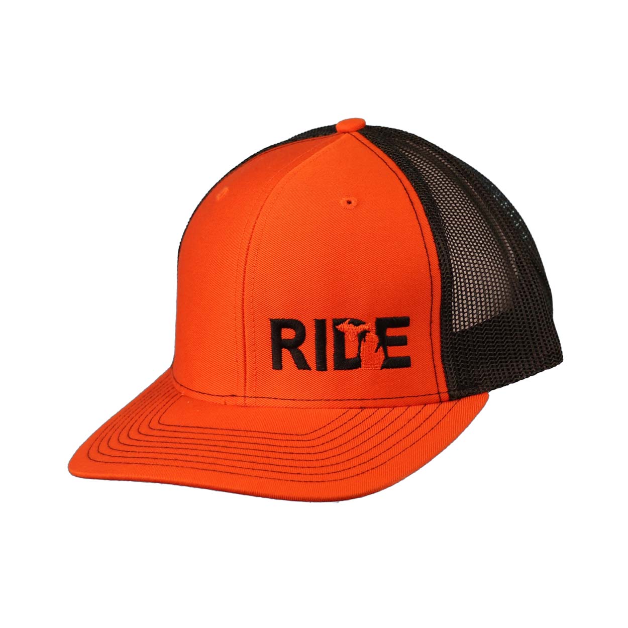 Ride Michigan Night Out Embroidered Snapback Trucker Hat Orange/Black