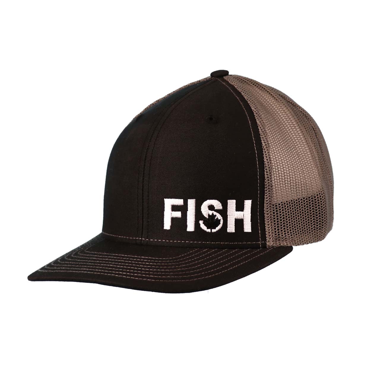 Fish Canada Night Out Embroidered Snapback Trucker hat Black/White