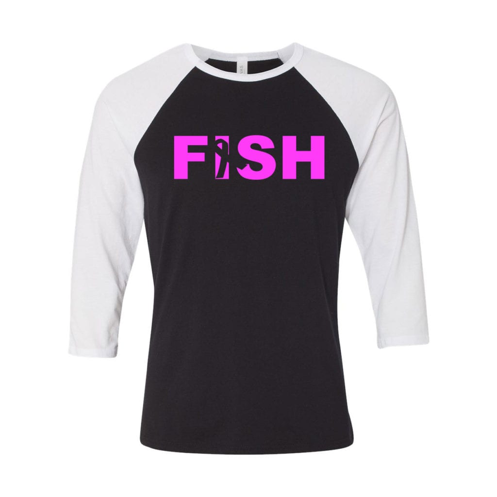 Fish Ribbon Logo Classic Raglan Shirt Black/White (White Logo)