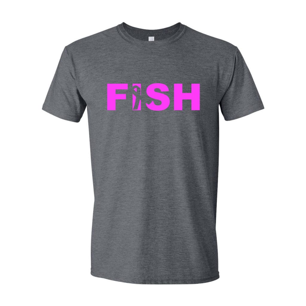 Fish Ribbon Logo Classic T-Shirt Dark Heather Gray (White Logo)