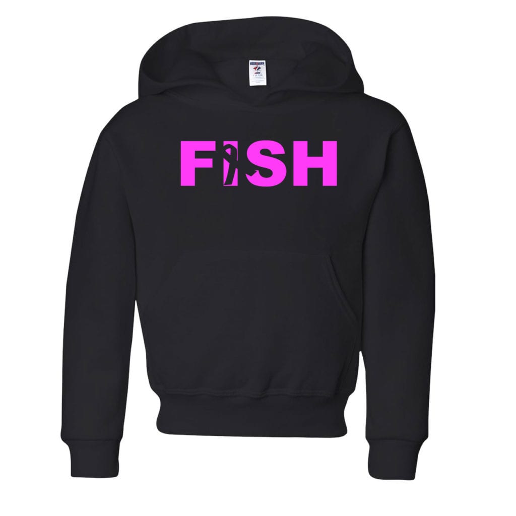Fish Ribbon Logo Classic Youth Sweatshirt Black (White Logo)