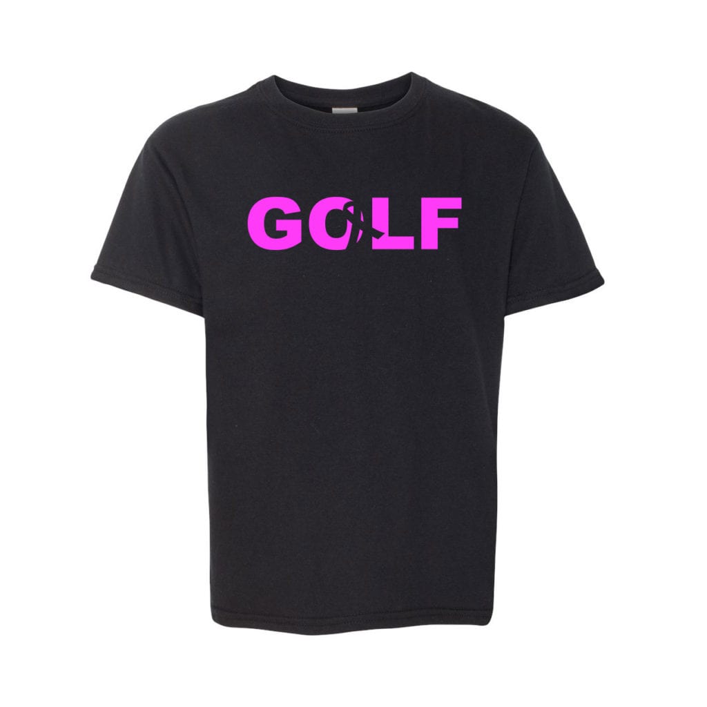 Golf Ribbon Logo Classic Youth T-Shirt Black (White Logo)