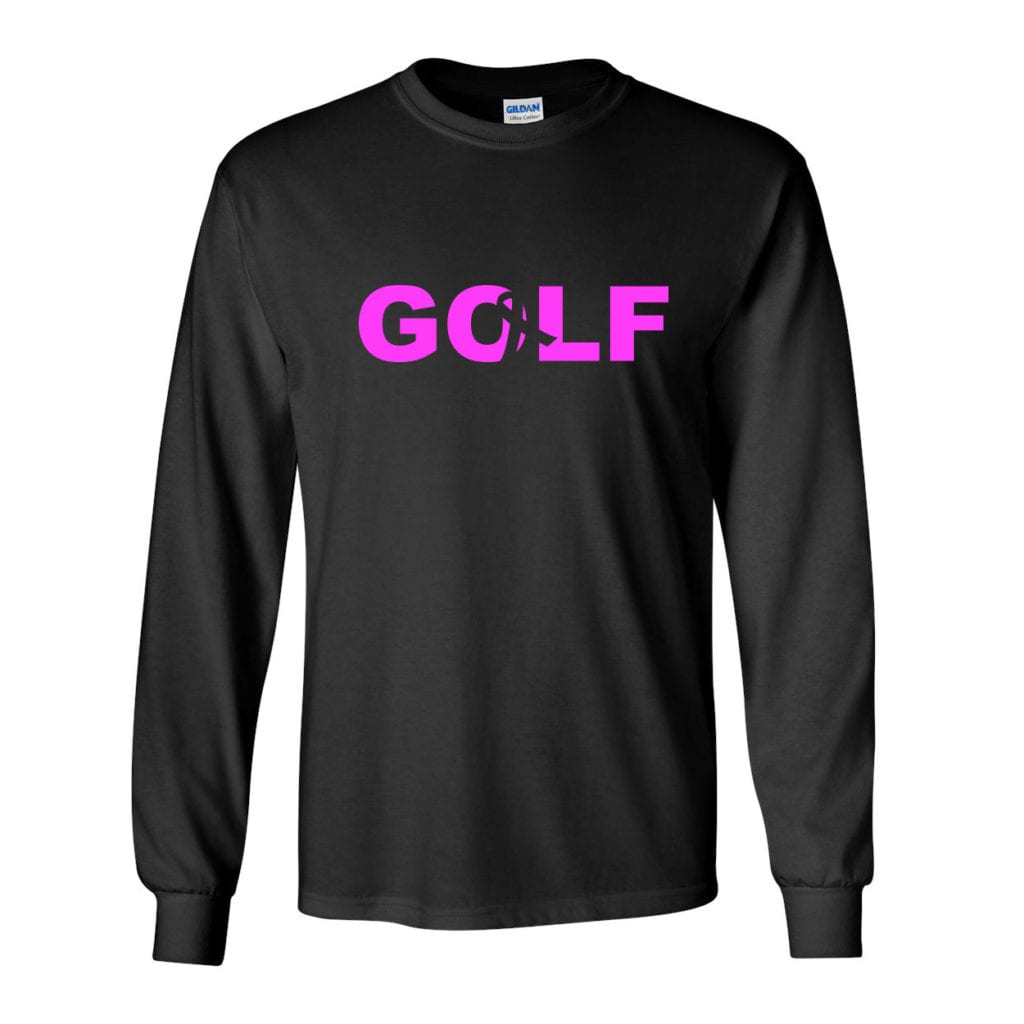 Golf Ribbon Logo Classic Long Sleeve T-Shirt Black (White Logo)