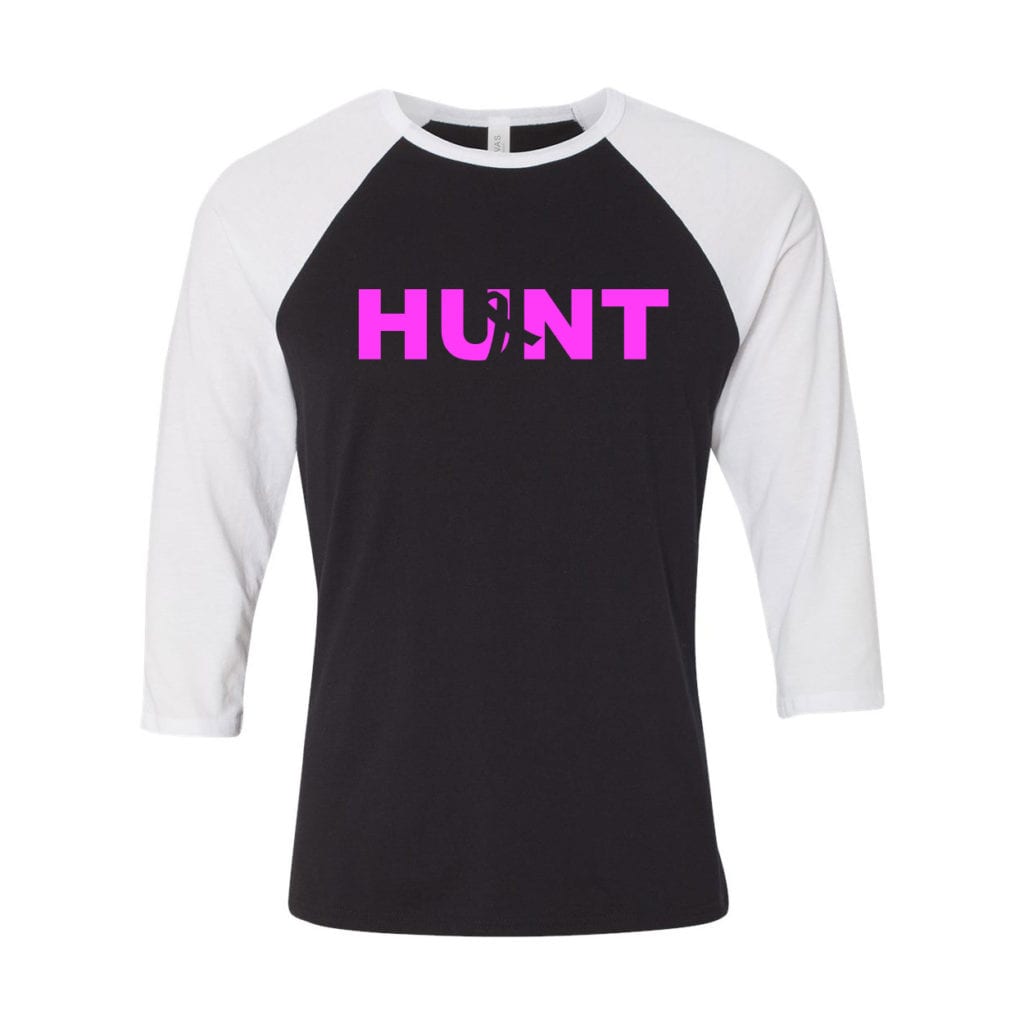 Hunt Ribbon Logo Classic Raglan Shirt Black/White (White Logo)