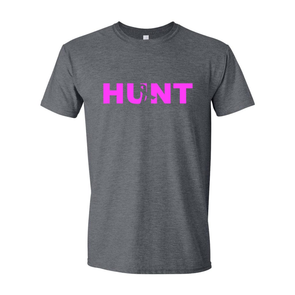 Hunt Ribbon Logo Classic T-Shirt Dark Heather Gray (White Logo)