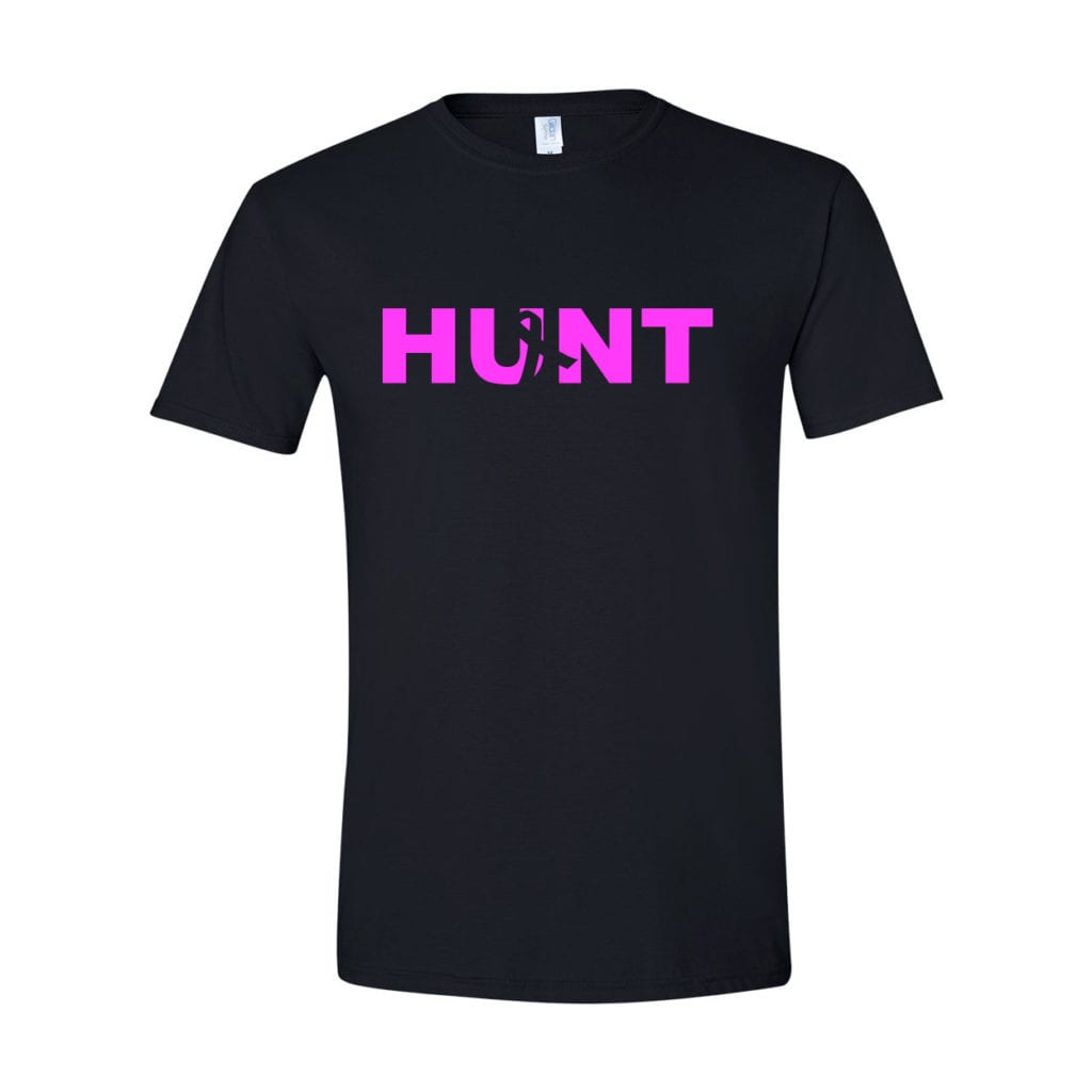 Hunt Ribbon Logo Classic T-Shirt Black (White Logo)