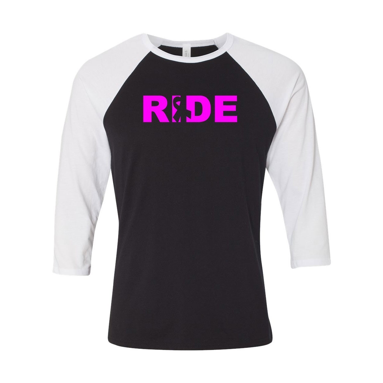 Ride Ribbon Logo Classic Raglan Shirt Black/White (White Logo)