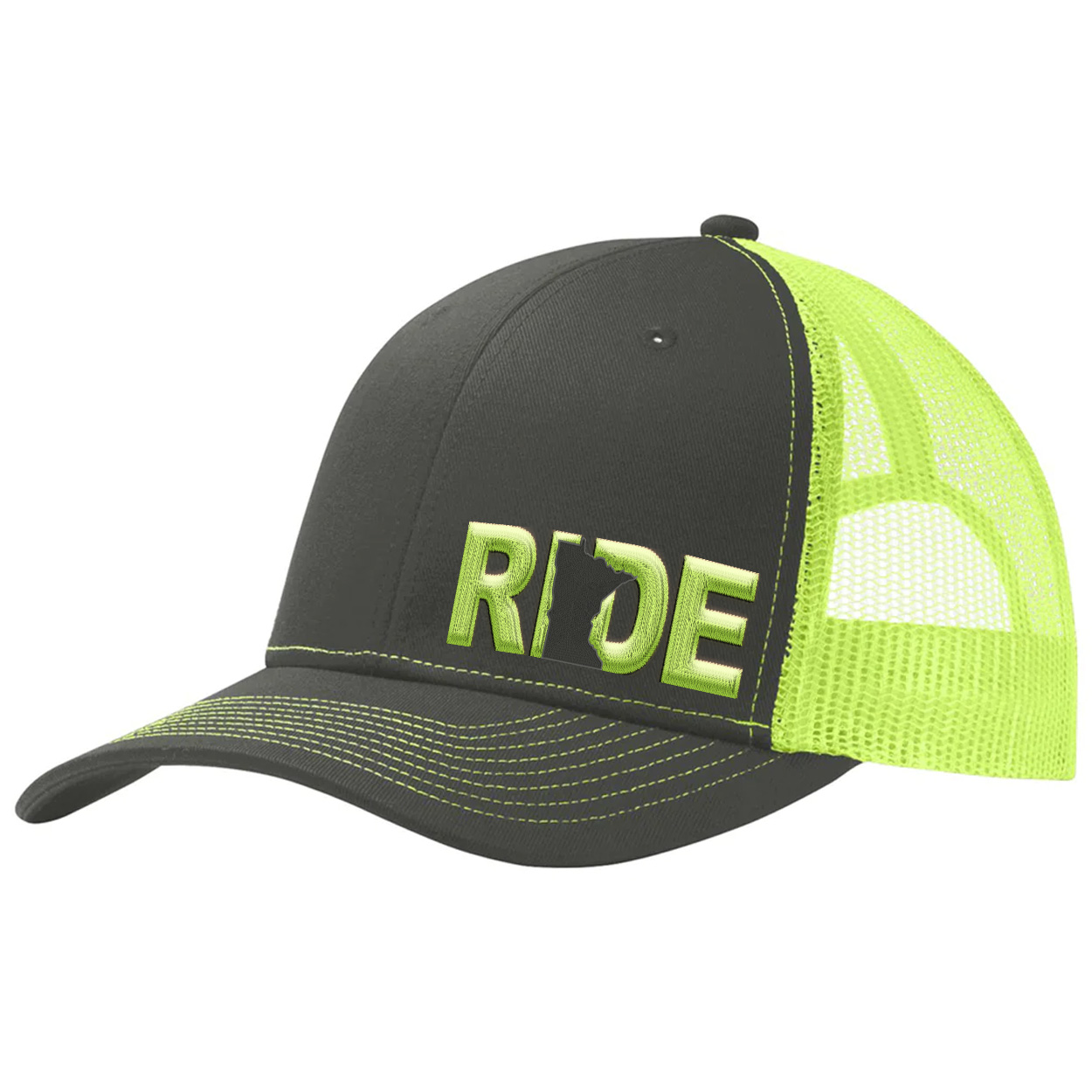 Ride Minnesota Night Out Pro Embroidered Snapback Trucker Hat Gray/Neon Yellow