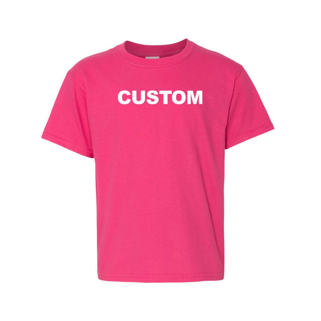 Custom Life Brand Logo Classic Youth T-Shirt Pink (White Logo)