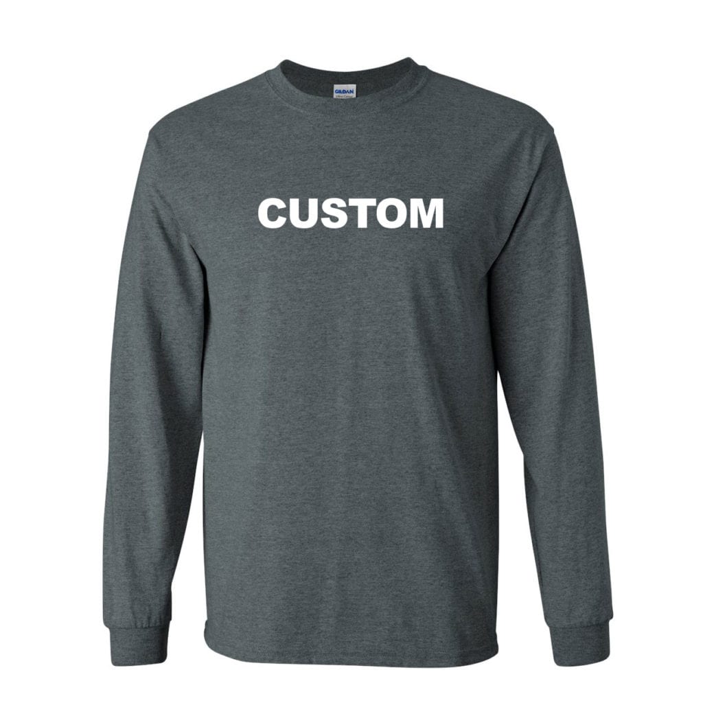 Custom Life Brand Logo Classic Long Sleeve T-Shirt Dark Heather (White Logo)