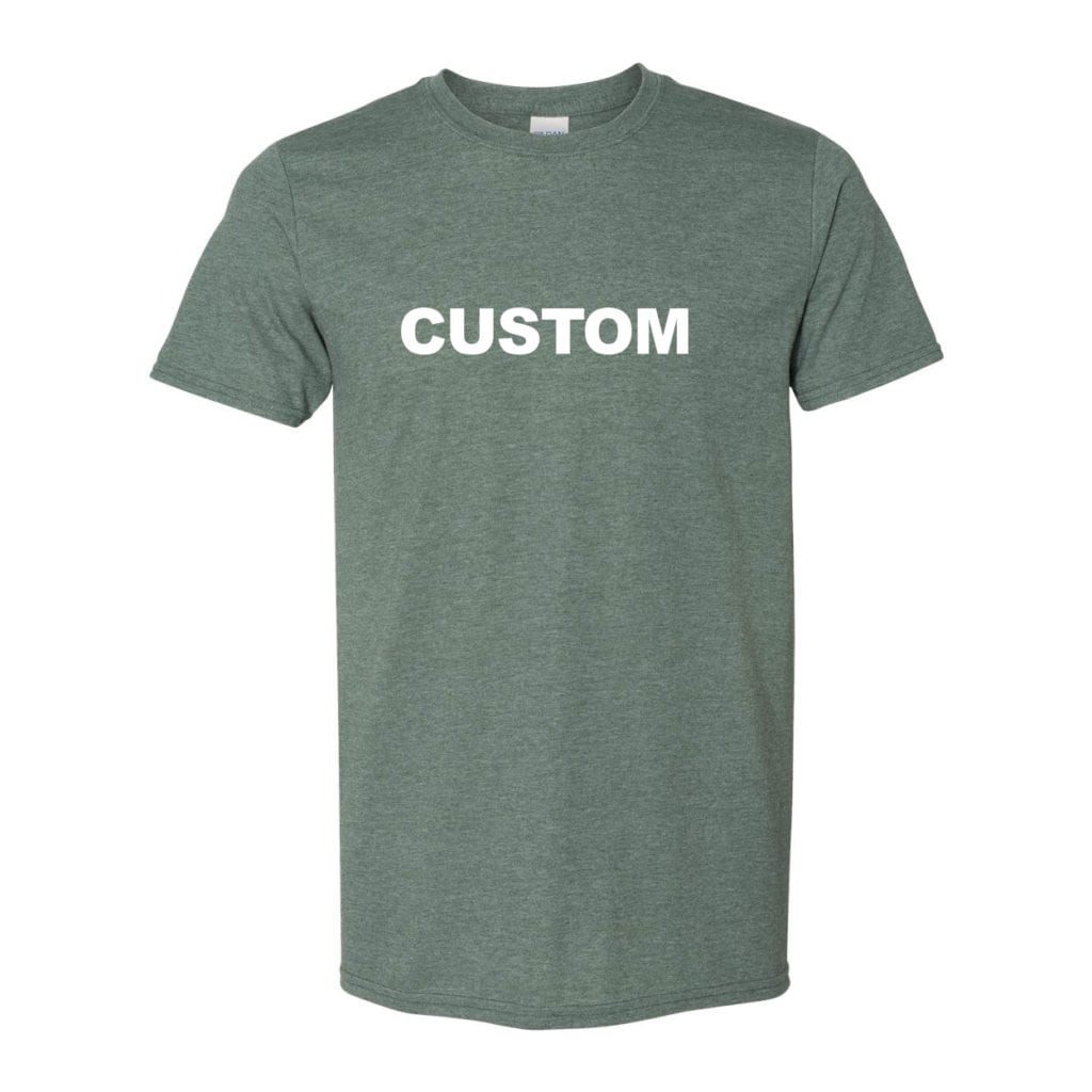 Custom Life Brand Logo Classic T-Shirt Heather Military Green (White Logo)