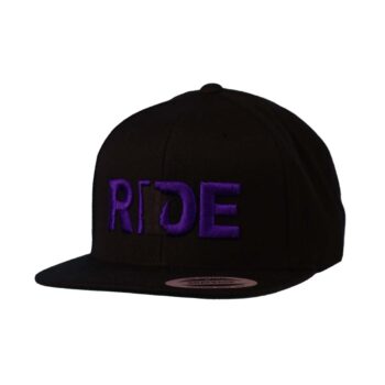 Ride Minnesota Classic Flat Brim Snapback Hat Black_Purple_Side