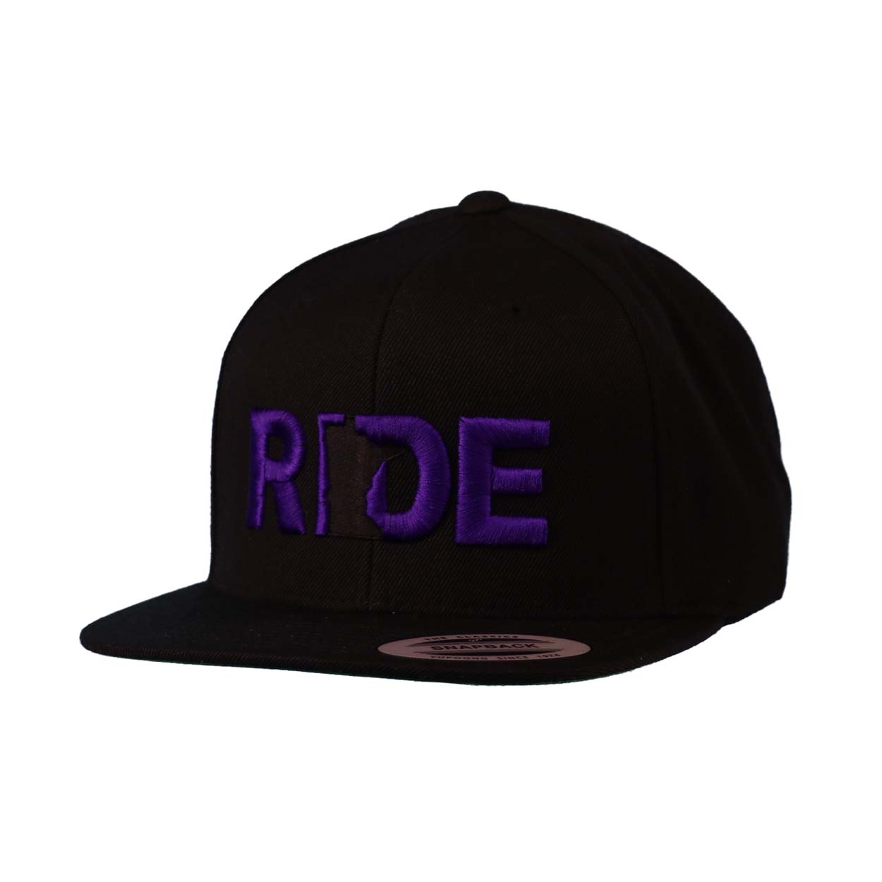 Ride Minnesota Classic Embroidered Snapback Flat Brim Hat Black/Purple