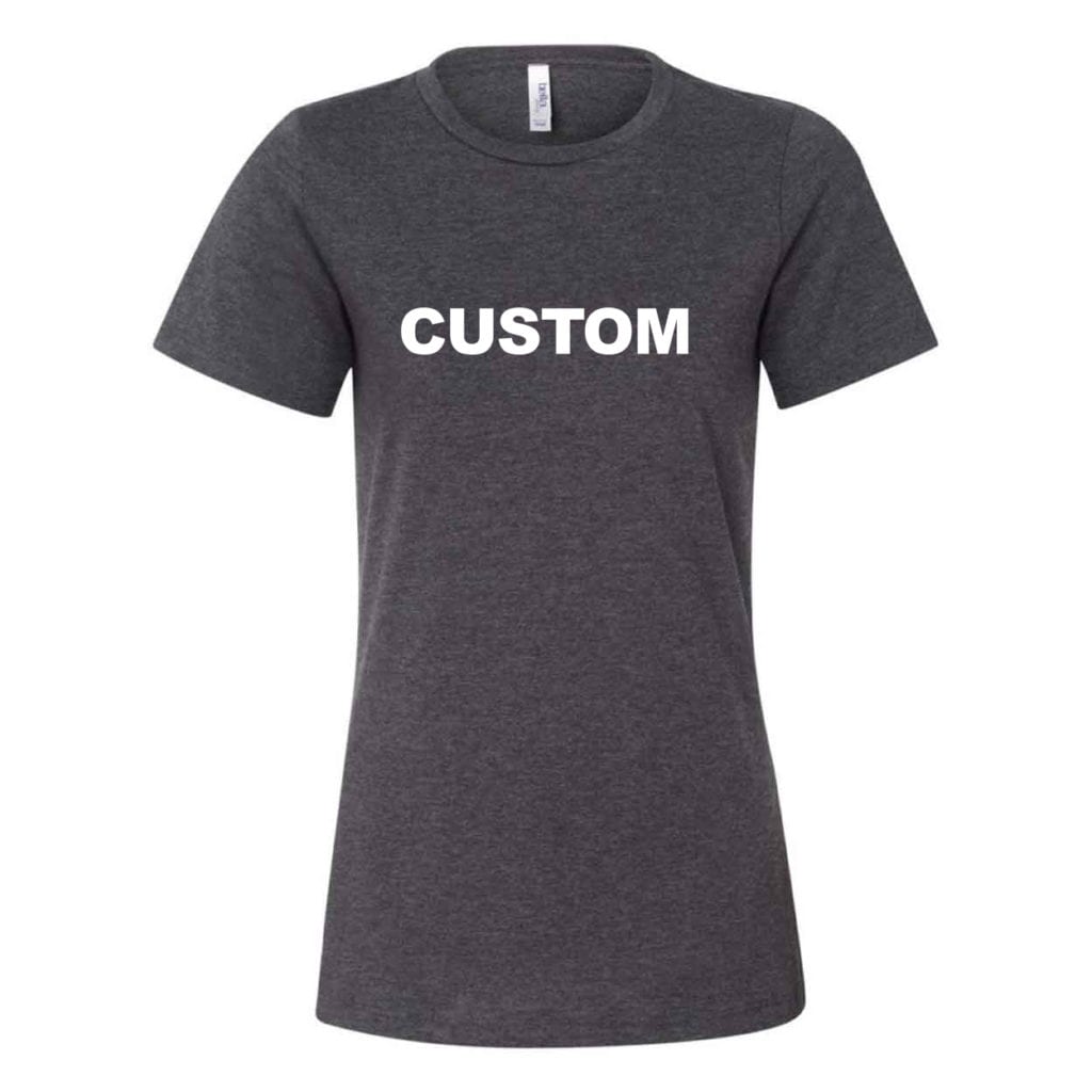 Custom Life Brand Logo Classic Women's Relaxed Jersey T-Shirt Dark Gray Heather (White Logo)
