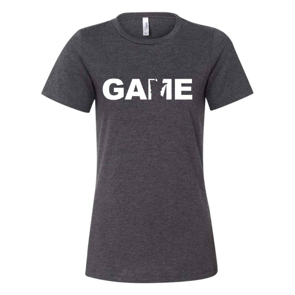 Game Minnesota Classic Women's Relaxed Jersey T-Shirt Dark Gray Heather (White Logo)