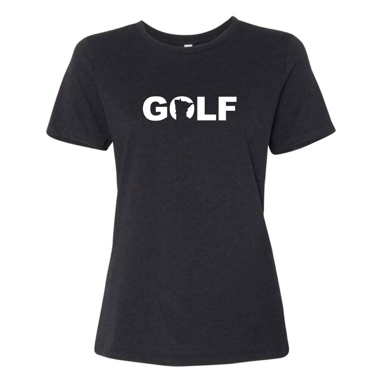 Golf Minnesota Classic Women's Relaxed Jersey T-Shirt Black Heather (White Logo)