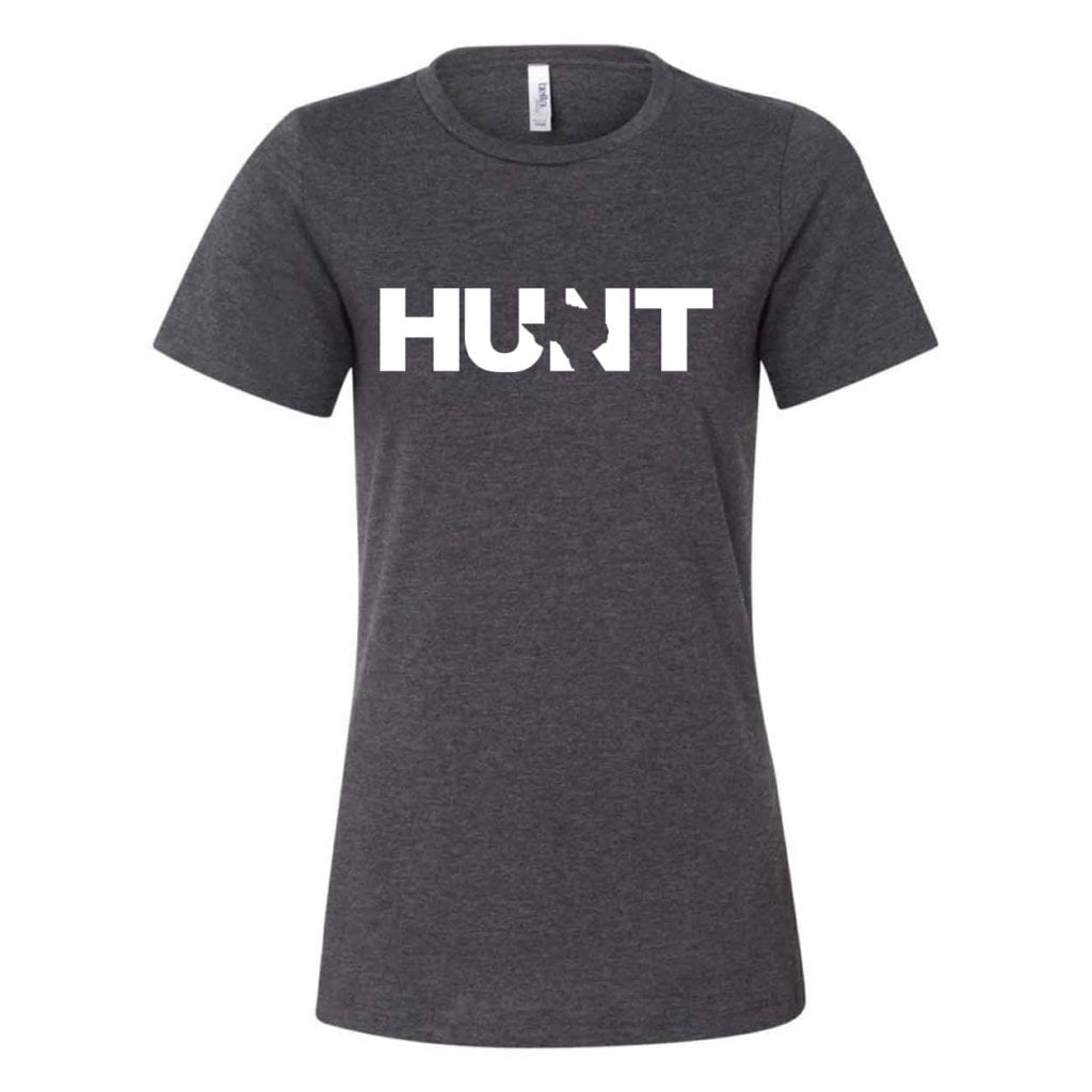 Hunt Texas Classic Women's Relaxed Jersey T-Shirt Dark Gray Heather (White Logo)