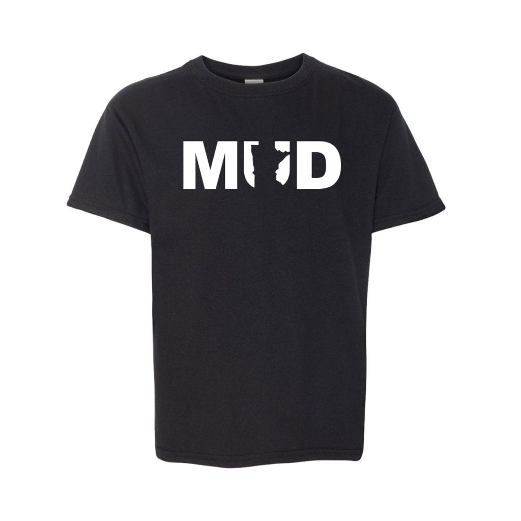 Mud Minnesota Classic Youth T-Shirt Black (White Logo)