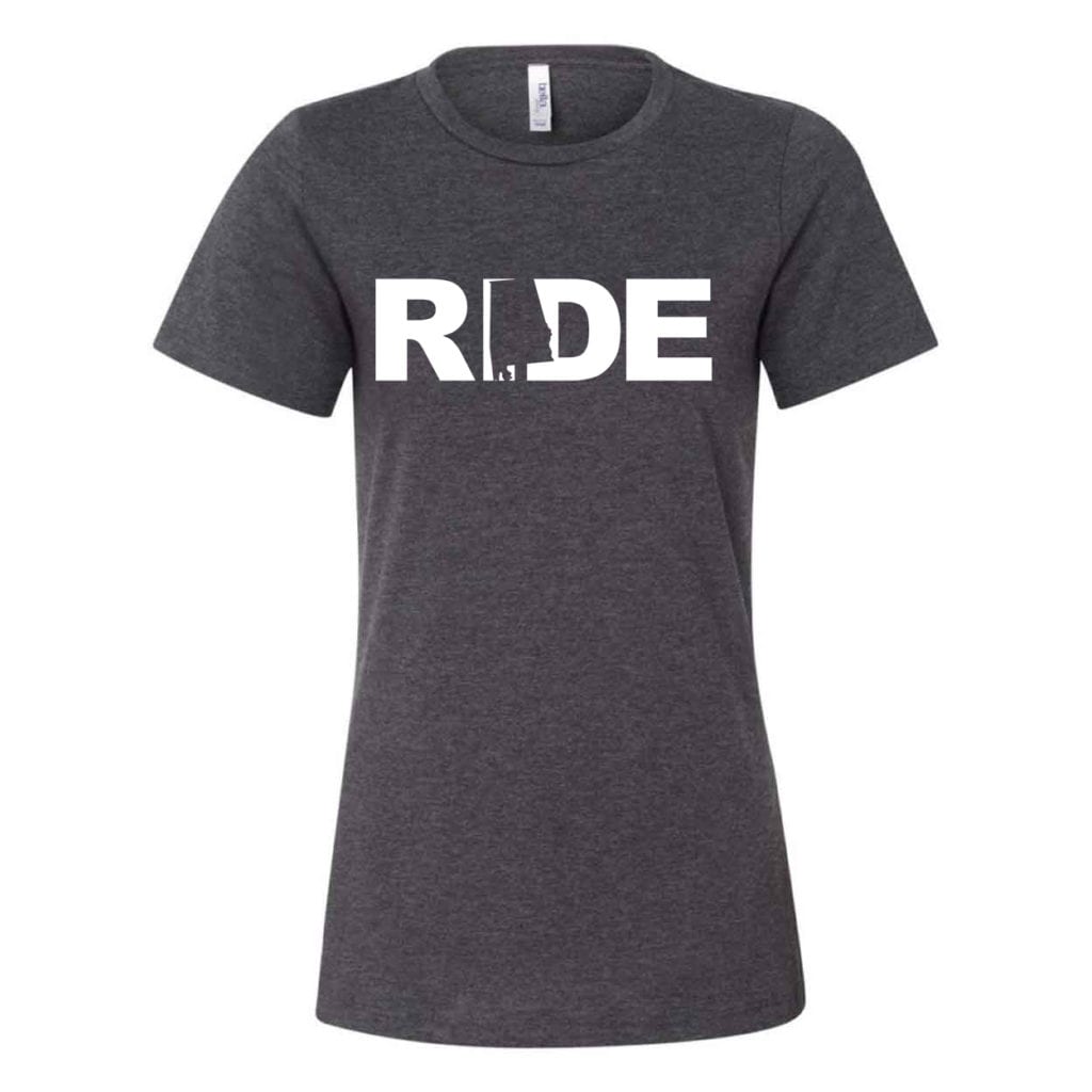 Ride Alabama Classic Women's Relaxed Jersey T-Shirt Dark Gray Heather (White Logo)