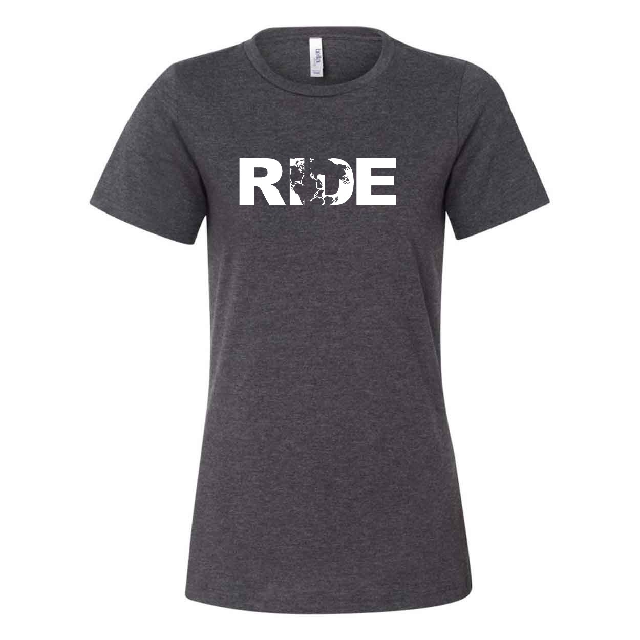 Ride Pangea Logo Classic Women's Relaxed Jersey T-Shirt Dark Gray Heather (White Logo)