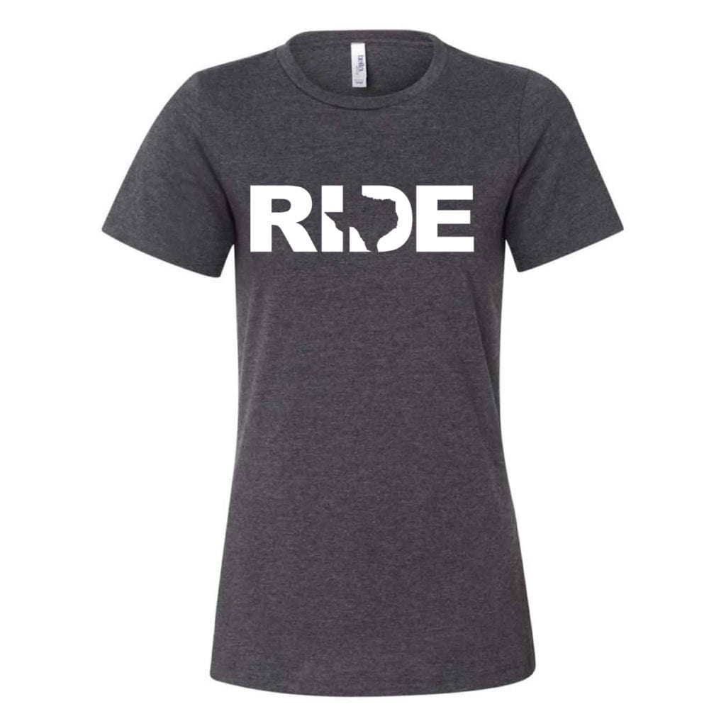 Ride Texas Classic Women's Relaxed Jersey T-Shirt Dark Gray Heather (White Logo)