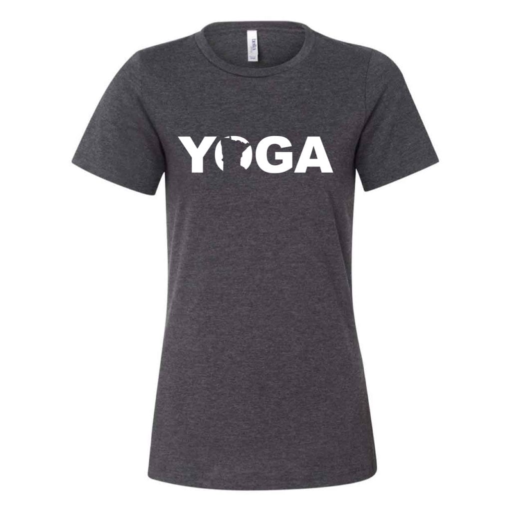 Yoga Minnesota Classic Women's Relaxed Jersey T-Shirt Dark Gray Heather (White Logo)