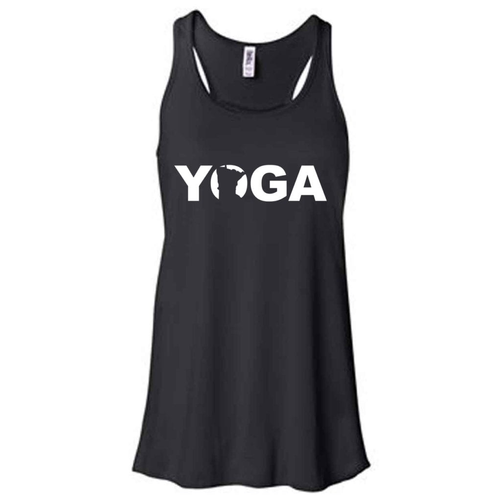 Yoga Minnesota Classic Women's Flowy Racerback Tank Top Black (White Logo)