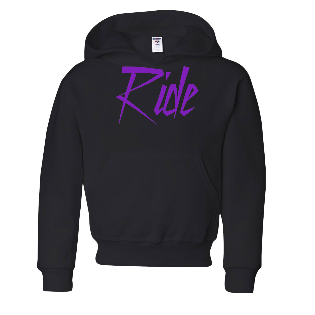 Ride Purple Logo Classic Youth Sweatshirt Black (White Logo)