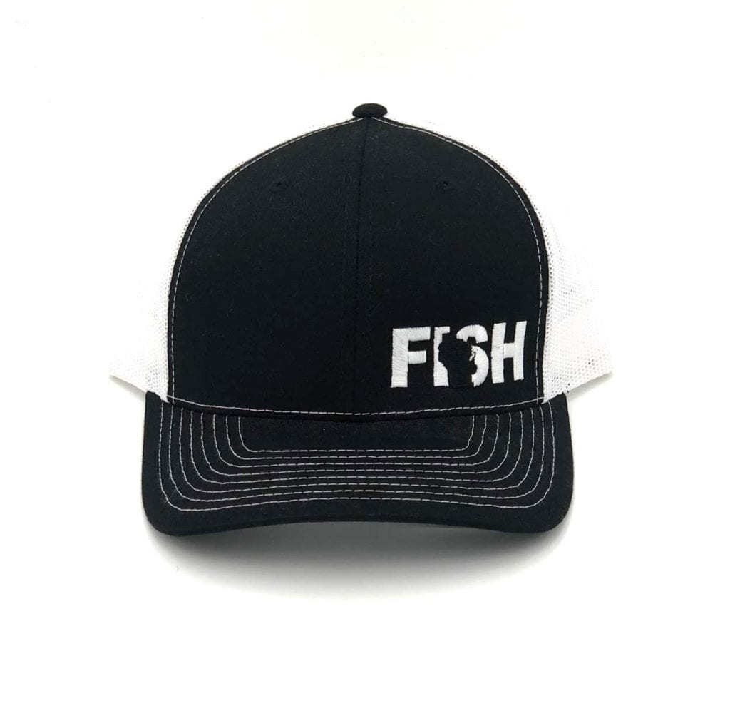 Fish Wisconsin Classic Pro Night Out Embroidered Snapback Trucker Hat Black/Gray