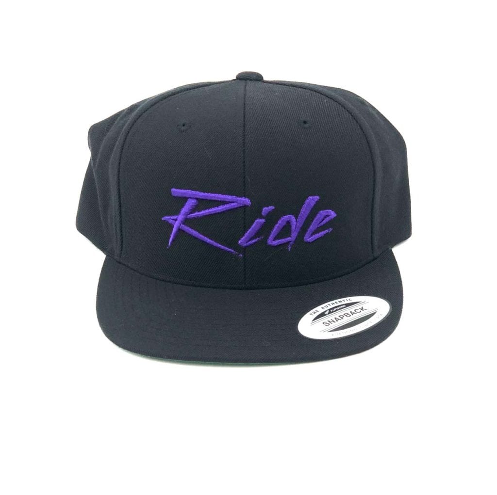 Purple Ride Classic Embroidered Snapback Flat Brim Hat Black