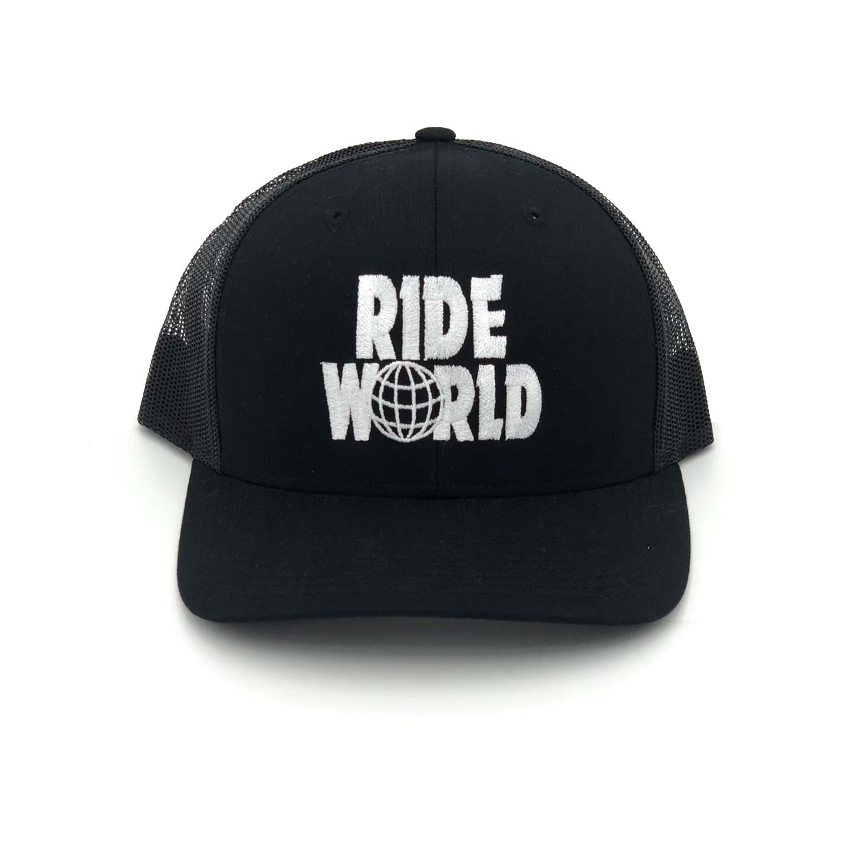 Ride World Logo Classic Pro 3D Puff Embroidered Snapback Trucker Hat Black/Gray