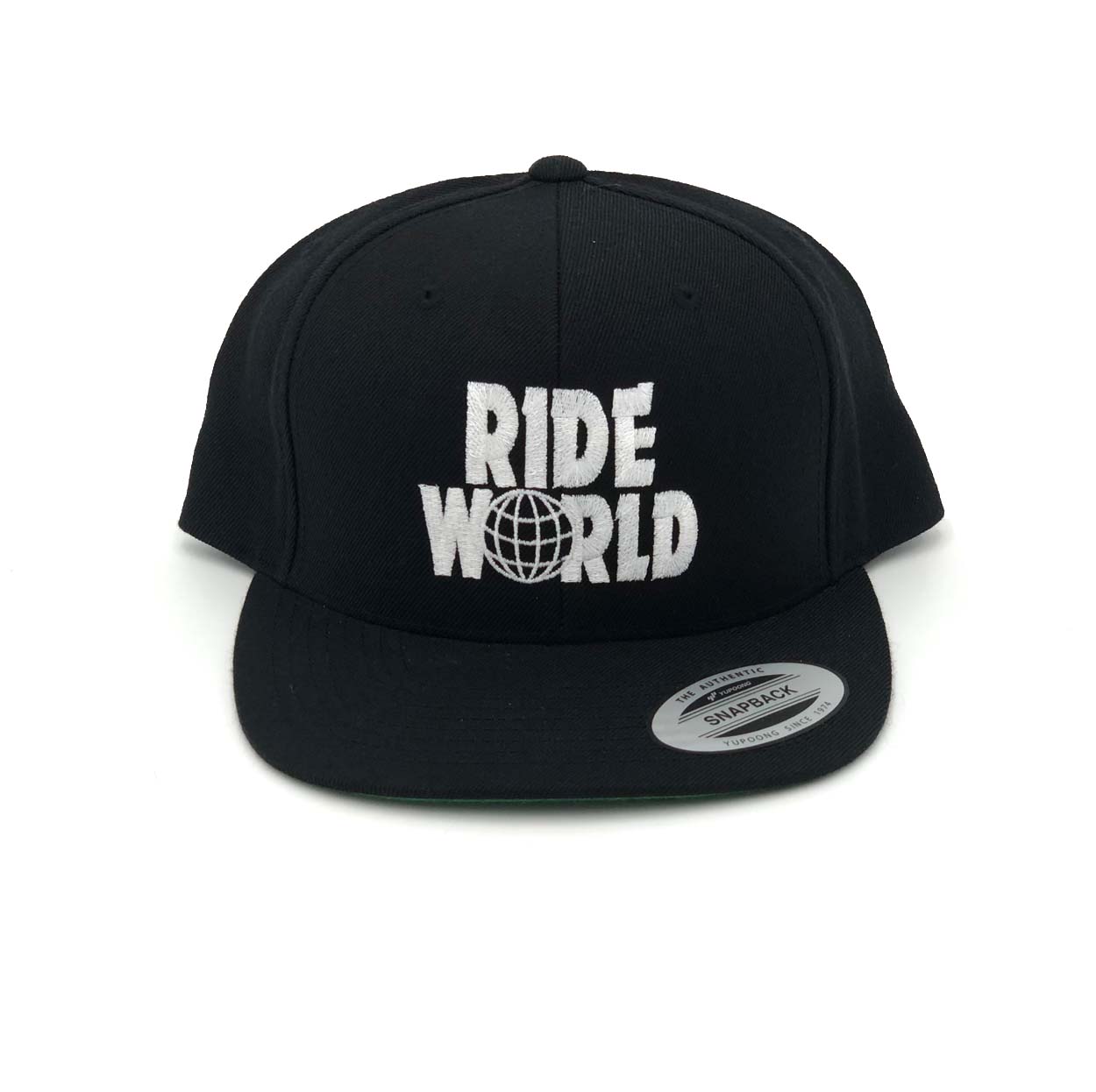 Ride World Logo Classic Embroidered Snapback Flat Brim Hat Black