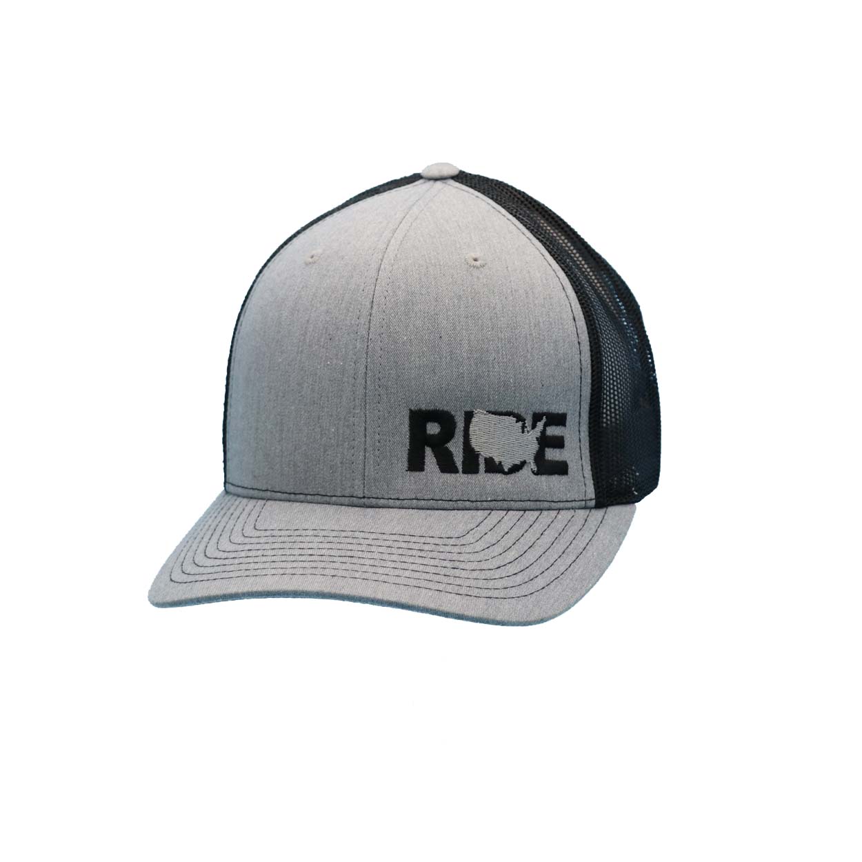 Ride United States Classic Pro Night Out Embroidered Snapback Trucker Hat Heather Gray/Black