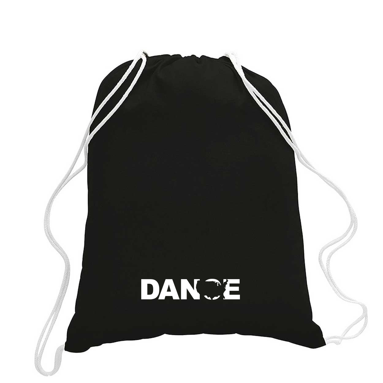 Dance United States Classic Drawstring Sport Pack Bag/Cinch Sack Black (White Logo)