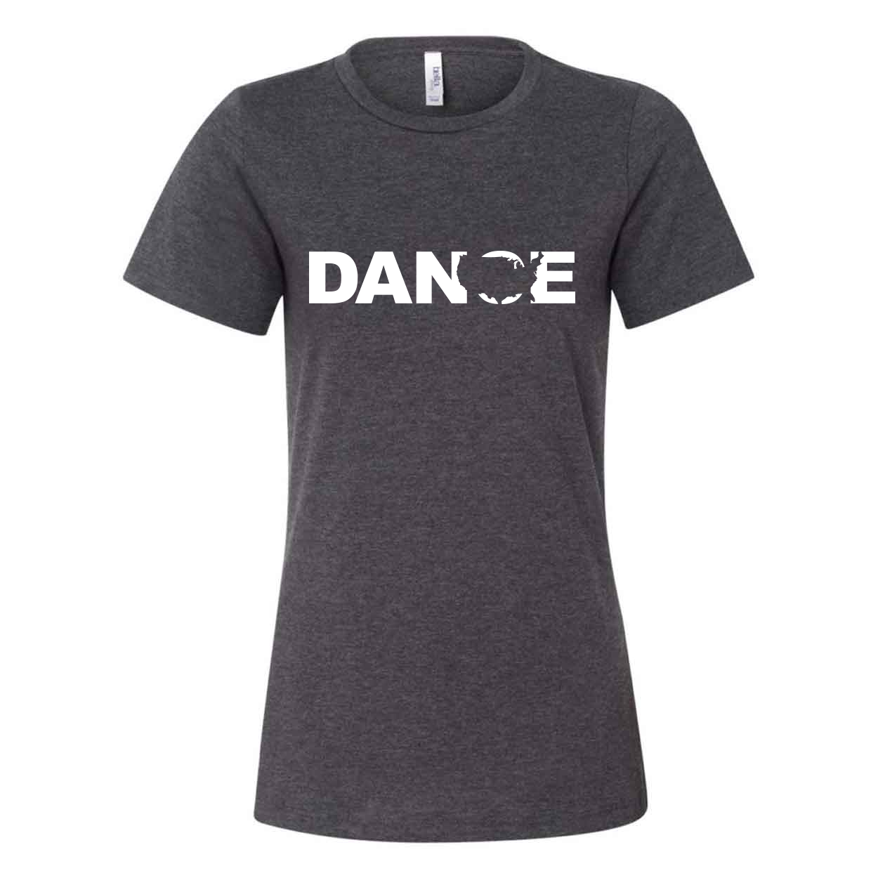 Dance United States Classic Women's Relaxed Jersey T-Shirt Dark Gray Heather (White Logo)